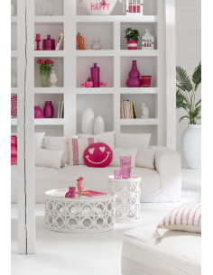 Vase moderne slim Bouteille Hauteur 32 cm en Verre Orange Fluo - 1 2