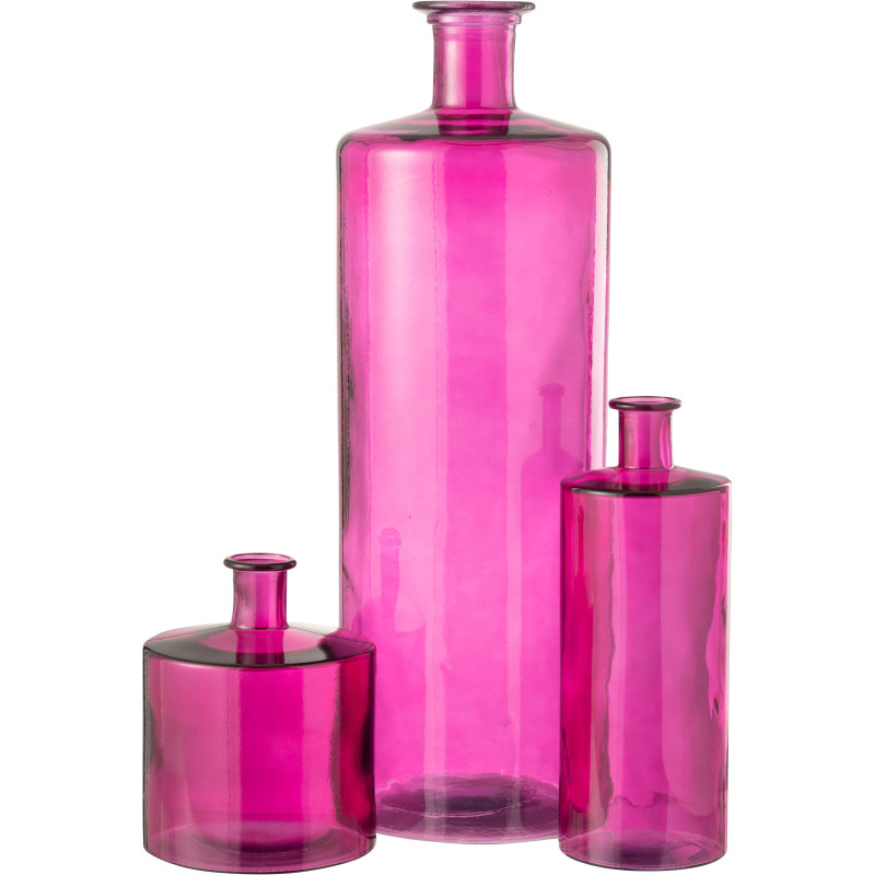 Vase moderne slim Bouteille Hauteur 32 cm en Verre Orange Fluo - 3