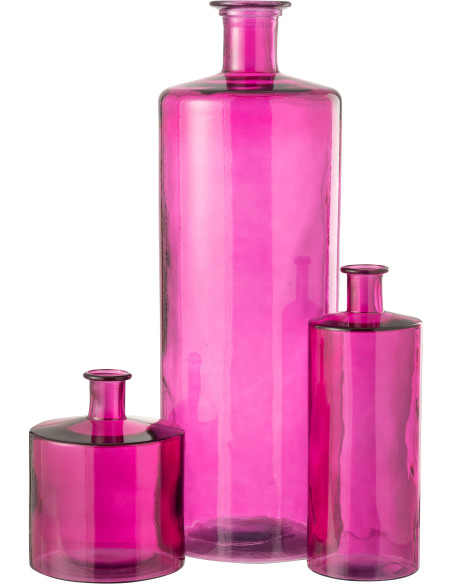 Vase moderne slim Bouteille Hauteur 32 cm en Verre Orange Fluo - 3