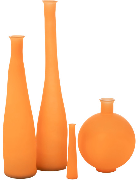 Grand Vase moderne Rond Hauteur 28 cm en Verre Jaune Cocoon - 3