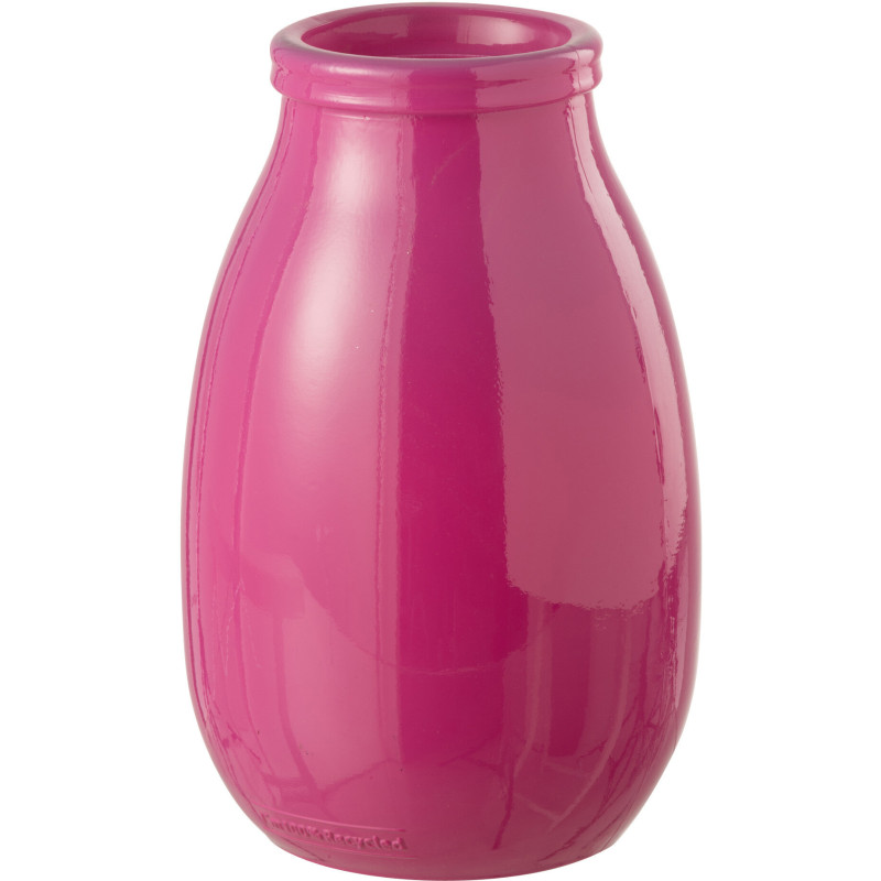 Grand Vase moderne Rond Hauteur 28 cm en Verre Rose Cocoon - 1