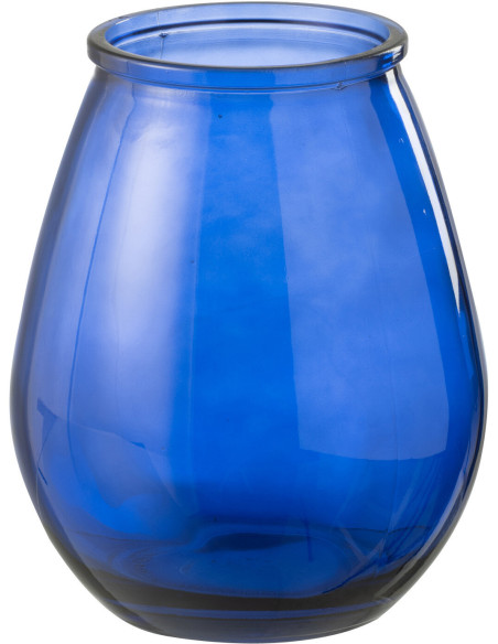 Vase moderne oeuf Ovale Hauteur 23 cm en Verre Bleu Zyku - 1