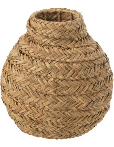 Vase africain Boule 30 cm en Jonc de mer Naturel Tressé Tany - 1