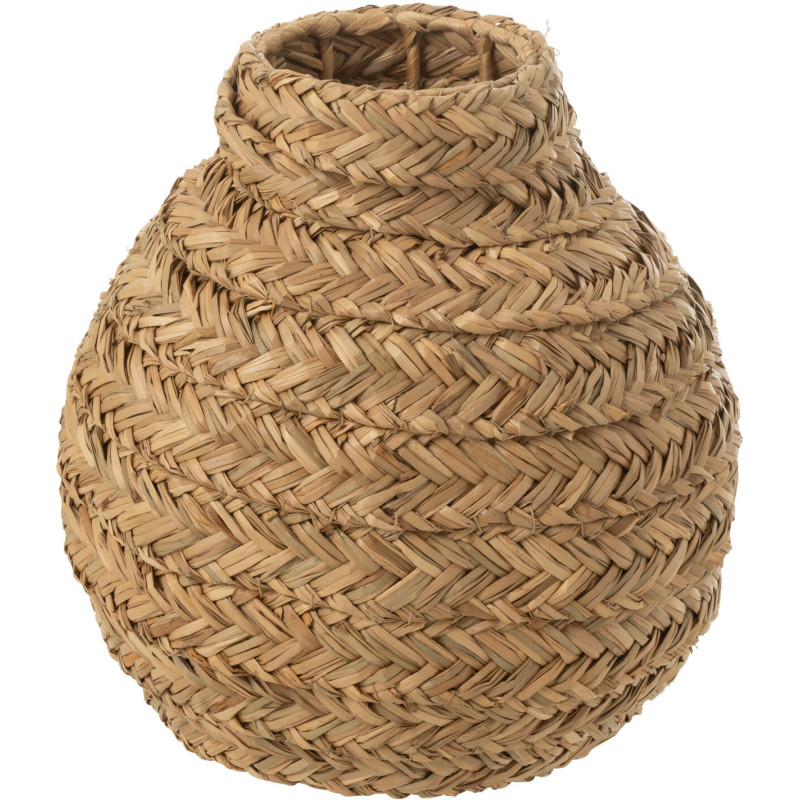 Vase africain Boule 30 cm en Jonc de mer Naturel Tressé Tany - 1