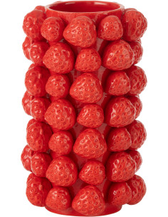 Grand Vase original Fraises Rond Hauteur 26 cm en Céramique Rouge Juicy - 1