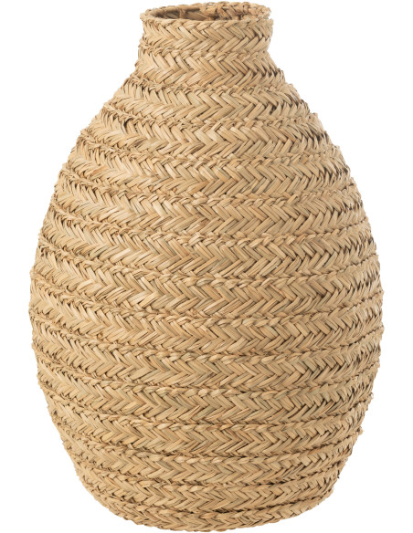 Grand Vase africain Ovale Hauteur 60 cm en Jonc de mer Naturel Tressé Tany - 1