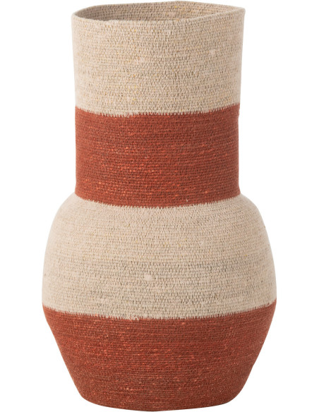 Grand Vase africain Cylindrique Hauteur 52 cm en Joc de mer Naturel Terracotta Sira - 1