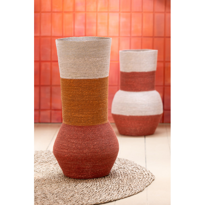 Grand Vase africain Cylindrique Hauteur 52 cm en Joc de mer Naturel Terracotta Sira - 2