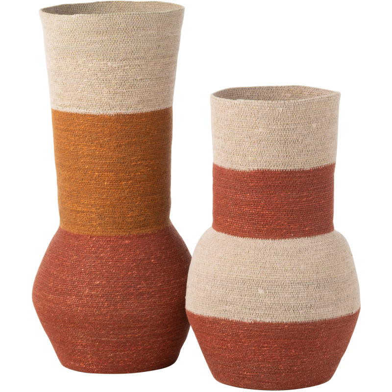 Grand Vase africain Cylindrique Hauteur 52 cm en Joc de mer Naturel Terracotta Sira - 3