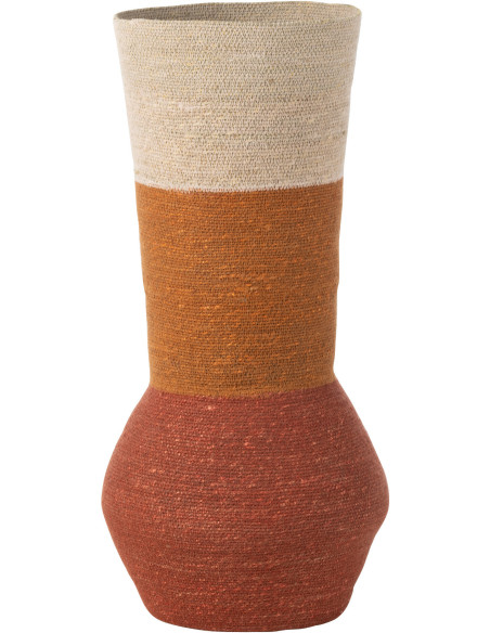 Grand Vase africain Cylindrique Hauteur 68 cm en Joc de mer Naturel Terracotta Rouille Zyro - 1
