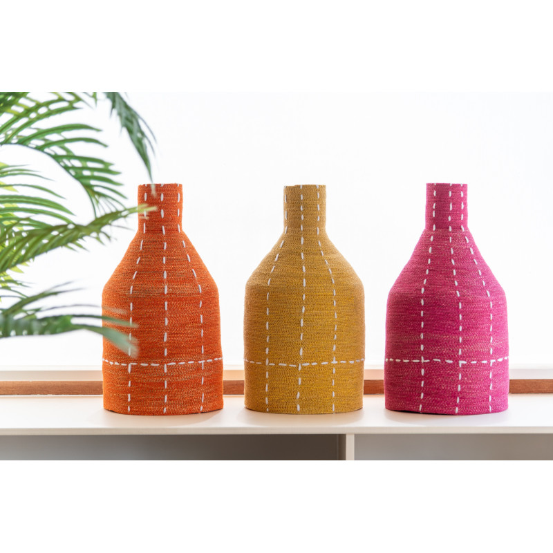 Grand Vase africain Cylindrique Hauteur 68 cm en Joc de mer Naturel Terracotta Rouille Zyro - 2