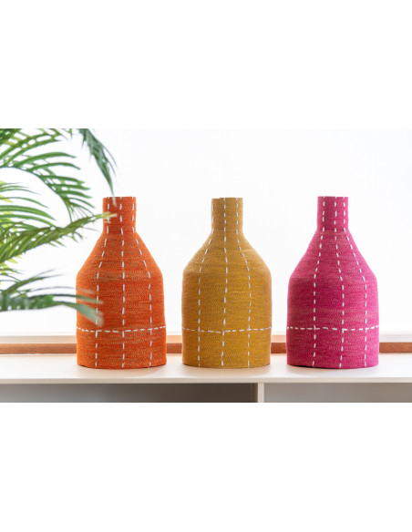 Grand Vase africain Cylindrique Hauteur 68 cm en Joc de mer Naturel Terracotta Rouille Zyro - 2