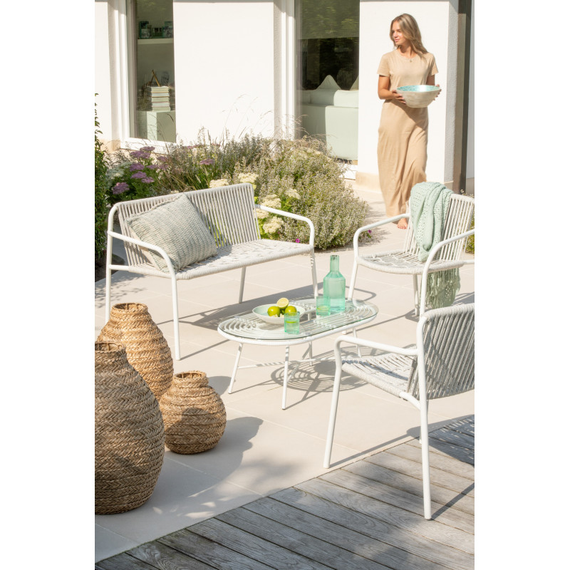 Grand Vase africain Rond Hauteur 39 cm en Jonc de mer Naturel Blanc Tressé Sena - 2