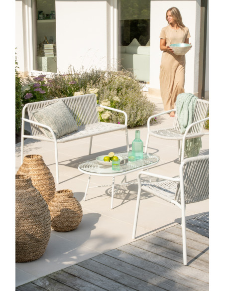 Grand Vase africain Rond Hauteur 39 cm en Jonc de mer Naturel Blanc Tressé Sena - 2