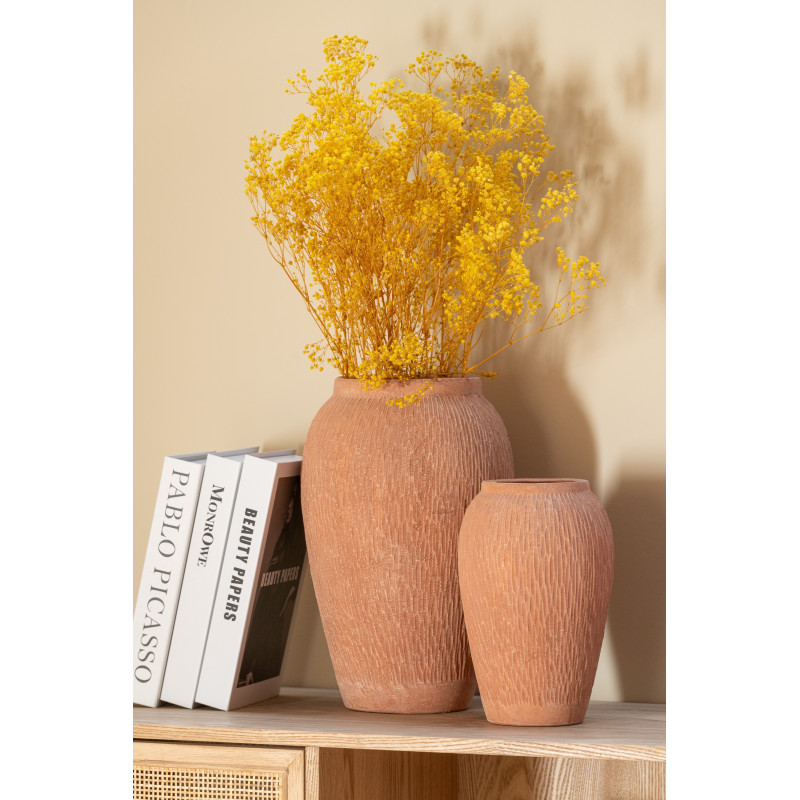 Vase original sur pied Cylindrique Hauteur 16 cm en Verre Bleu Bois Naturel Felix - 4