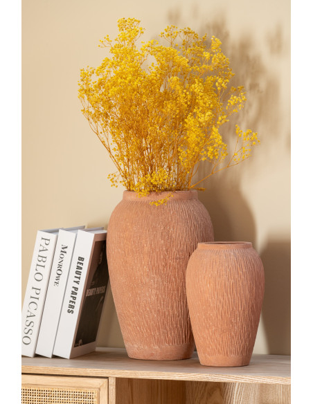 Vase original sur pied Cylindrique Hauteur 16 cm en Verre Bleu Bois Naturel Felix - 4