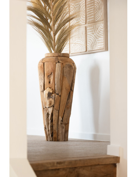 Grand Vase original Hauteur 92 cm en Bois de teck Naturel Kemy - 2