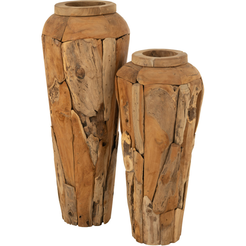 Grand Vase original Hauteur 92 cm en Bois de teck Naturel Kemy - 3