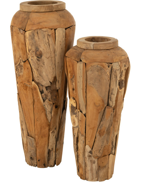 Grand Vase original Hauteur 92 cm en Bois de teck Naturel Kemy - 3