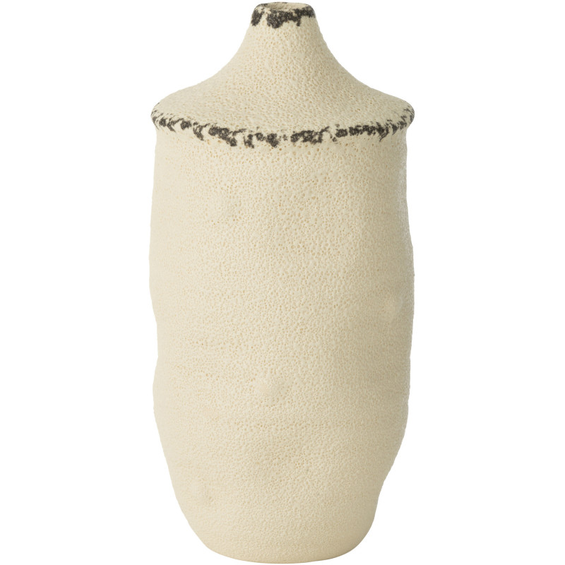 Grand Vase origanique Rond Hauteur 28 cm en Grès Blanc Noir Bay - 1