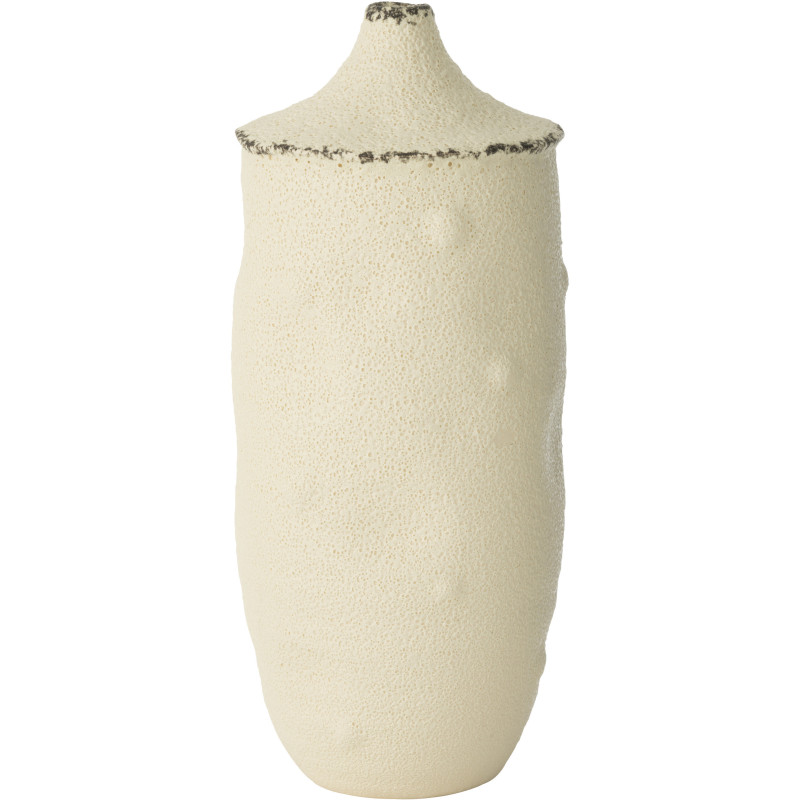 Grand Vase origanique Rond Hauteur 40 cm en Grès Blanc Noir Bay - 1