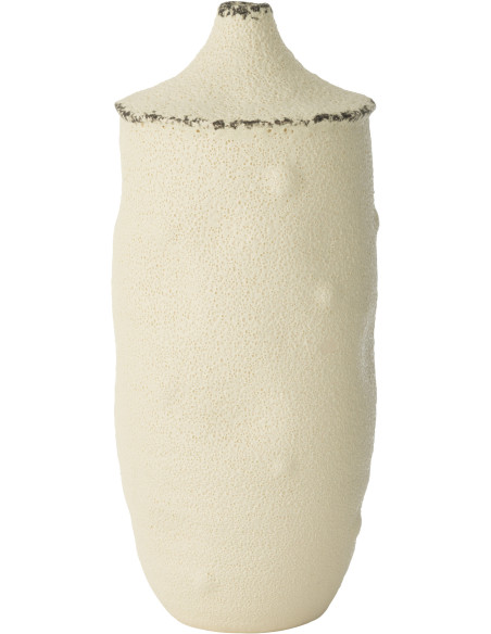 Grand Vase origanique Rond Hauteur 40 cm en Grès Blanc Noir Bay - 1