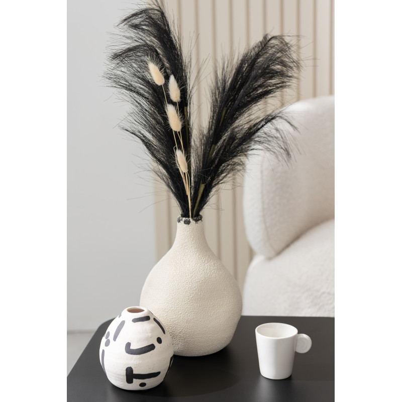Grand Vase origanique Rond Hauteur 40 cm en Grès Blanc Noir Bay - 3