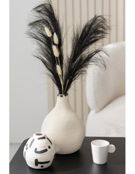 Grand Vase origanique Rond Hauteur 40 cm en Grès Blanc Noir Bay - 3