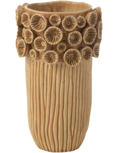 Grand Vase original Haut Hauteur 32 cm en Argile Ocre jaune Corail - 1