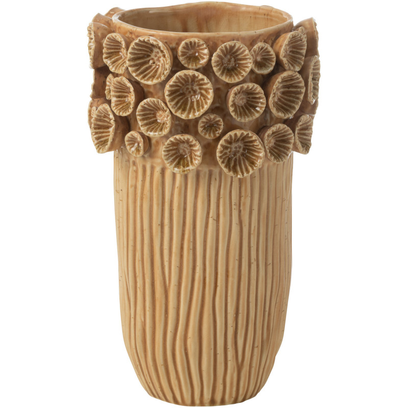 Grand Vase original Haut Hauteur 32 cm en Argile Ocre jaune Corail - 1