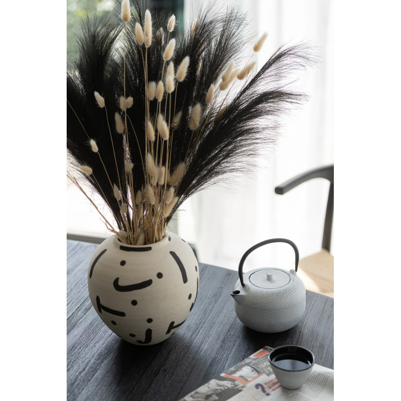 Vase organique Poire Hauteur 20 cm en Grès Blanc Noir Bay - 3