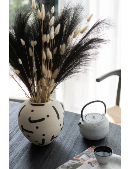 Vase organique Poire Hauteur 20 cm en Grès Blanc Noir Bay - 3