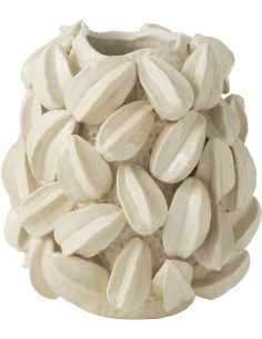 Grand Vase original Fèves de cacao Rond Hauteur 38 cm en Argile Beige Botanica - 1