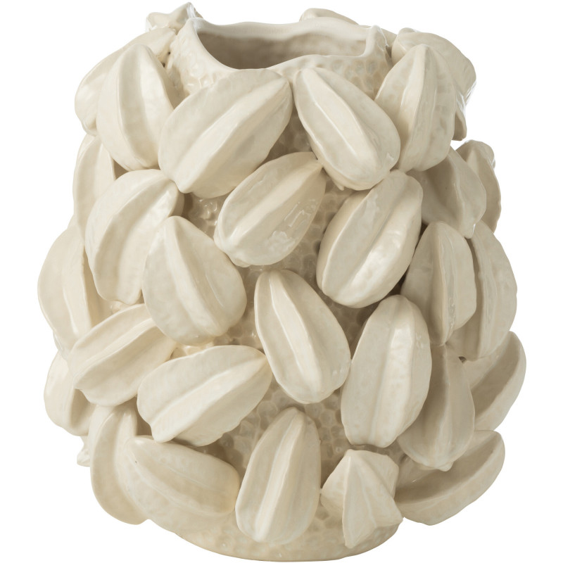 Grand Vase original Fèves de cacao Rond Hauteur 38 cm en Argile Beige Botanica - 1