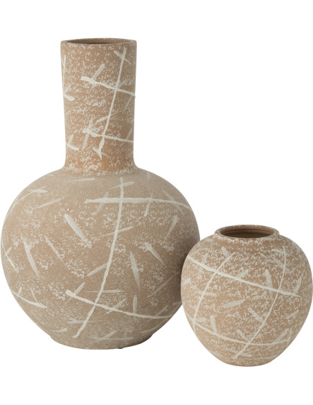 Grand Vase original Fèves de cacao Rond Hauteur 38 cm en Argile Beige Botanica - 2