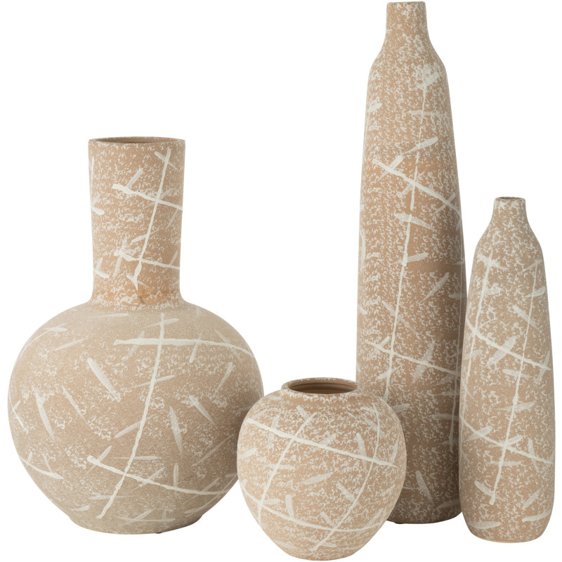 Grand Vase original Fèves de cacao Rond Hauteur 38 cm en Argile Beige Botanica - 3