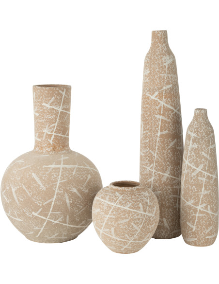 Grand Vase original Fèves de cacao Rond Hauteur 38 cm en Argile Beige Botanica - 3