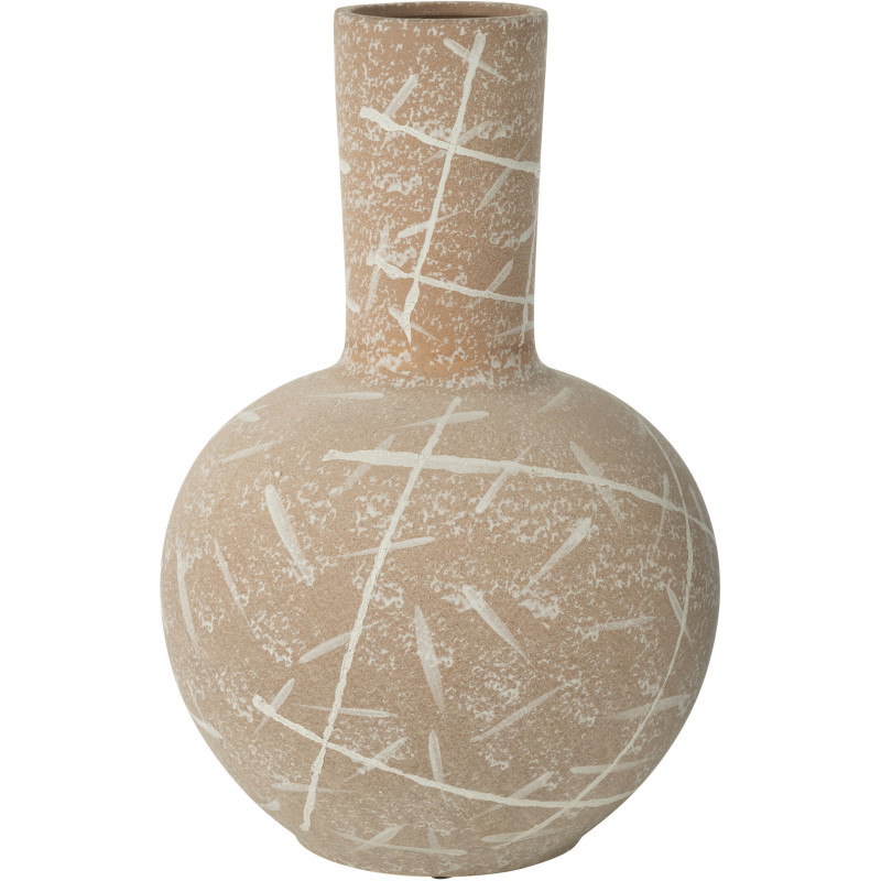 Grand Vase moderne Rond Hauteur 52 cm en Grès Beige Blanc Dune - 1