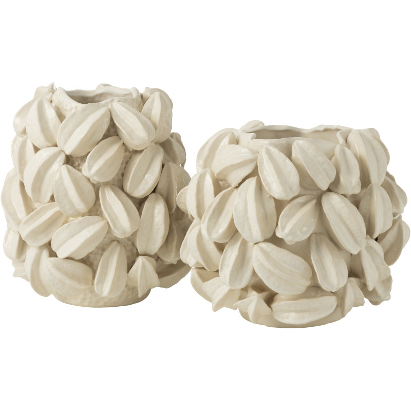 Grand Vase moderne Rond Hauteur 52 cm en Grès Beige Blanc Dune - 2