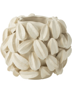 Grand Vase original Fèves de cacao Rond Hauteur 31 cm en Argile Beige Botanica - 1