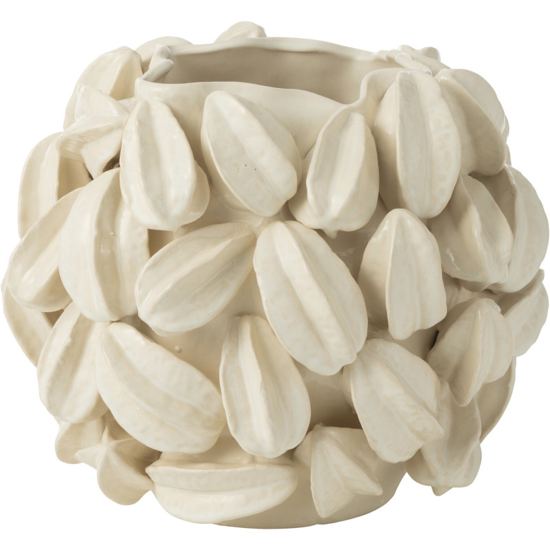 Grand Vase original Fèves de cacao Rond Hauteur 31 cm en Argile Beige Botanica - 1