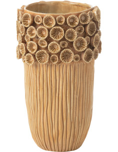 Grand Vase original Haut Hauteur 41 cm en Argile Ocre jaune Corail - 1