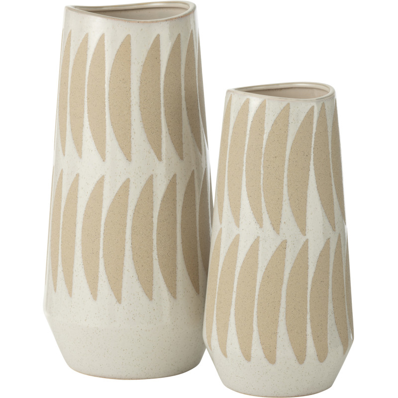 Grand Vase original Rond Hauteur 33 cm en Argile Ocre jaune Corail - 3