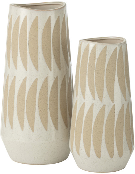 Grand Vase original Rond Hauteur 33 cm en Argile Ocre jaune Corail - 3