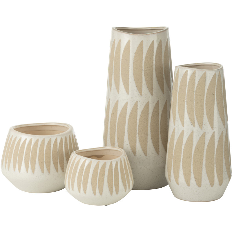 Grand Vase original Rond Hauteur 33 cm en Argile Ocre jaune Corail - 4