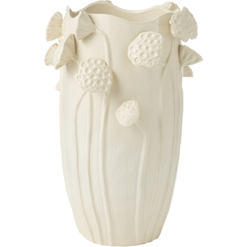 Grand Vase original Lotus Rond Hauteur 51 cm en Argile Beige Botanica - 1