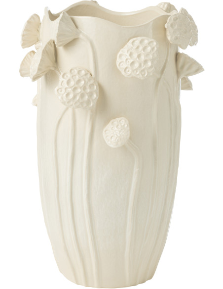 Grand Vase original Lotus Rond Hauteur 51 cm en Argile Beige Botanica - 1