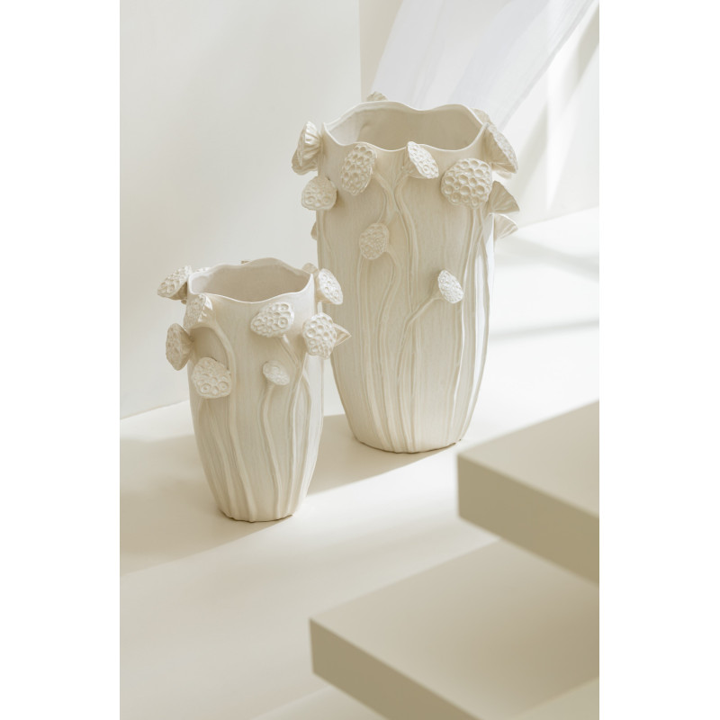 Grand Vase original Lotus Rond Hauteur 51 cm en Argile Beige Botanica - 2