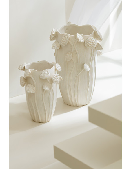 Grand Vase original Lotus Rond Hauteur 51 cm en Argile Beige Botanica - 2