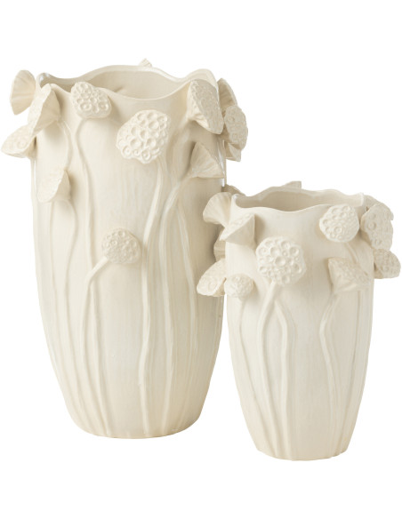 Grand Vase moderne Duo Hauteur 53 cm en Argile Beige Botanica - 3